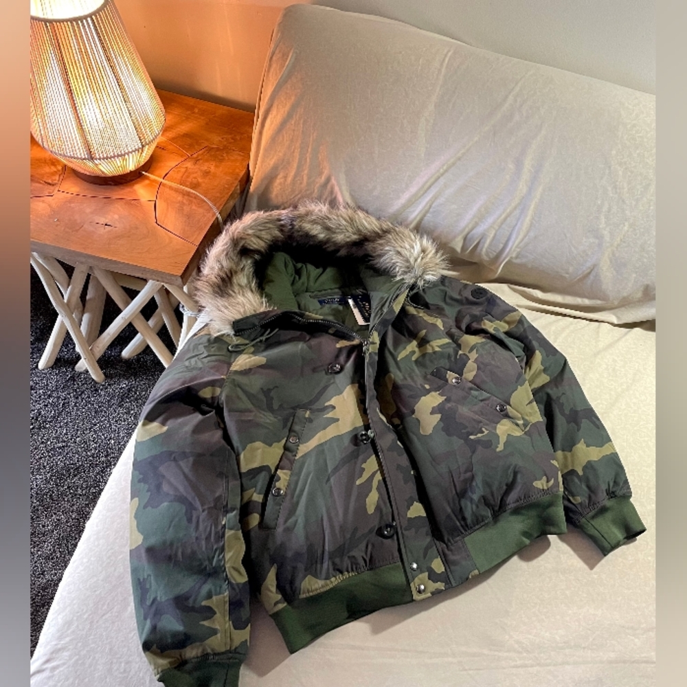 NWT $498 POLO RL RALPH LAUREN Camo Down Filled Bomber Jacket Coat Men’s Medium - Picture 3 of 14